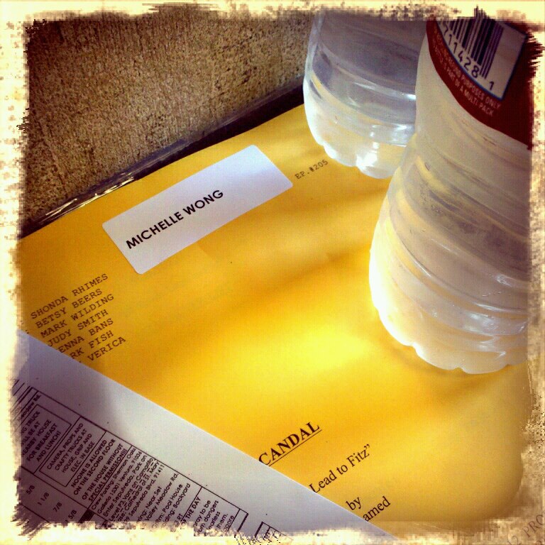 Awesome Michelle Wong's Scandal script pages on set