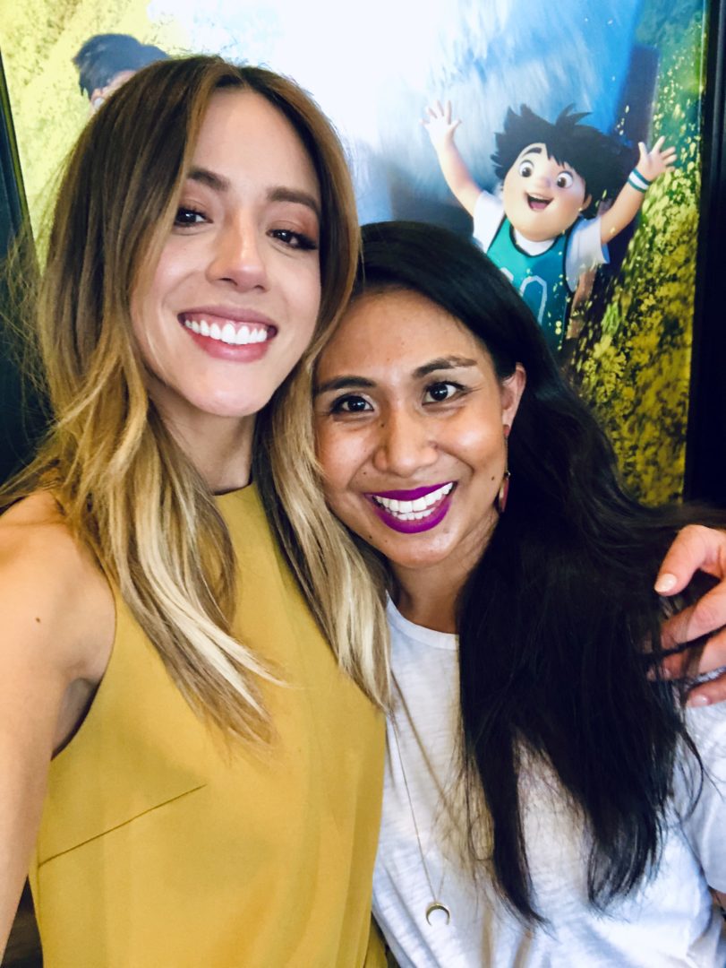 Michelle Wong with co-star Chloe Bennet at the Abominable premiere